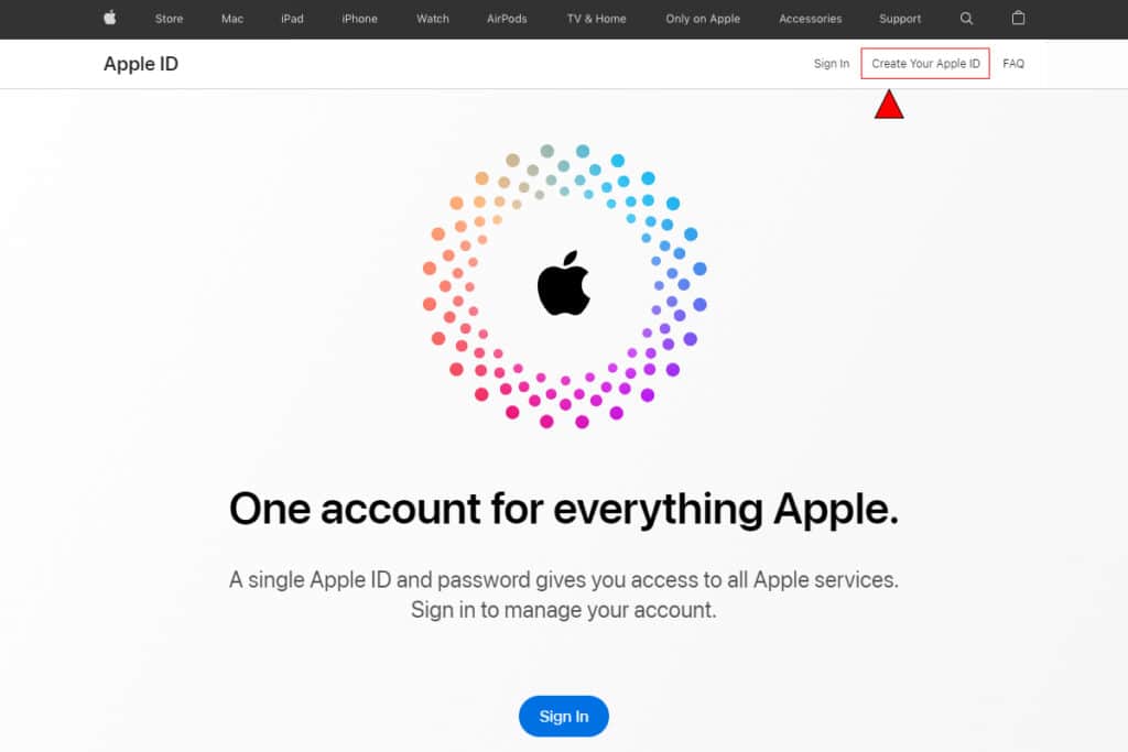 美国 Apple ID 登录页面